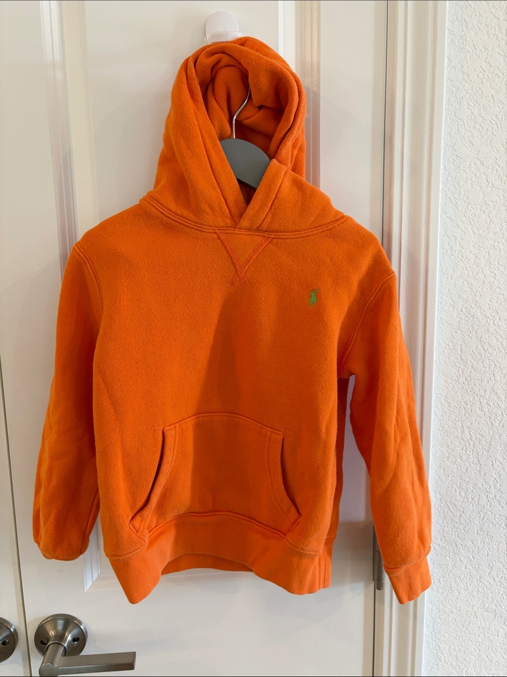 Ralph Lauren Kids Bright Orange Hooded Sweatshirt with Green Pony